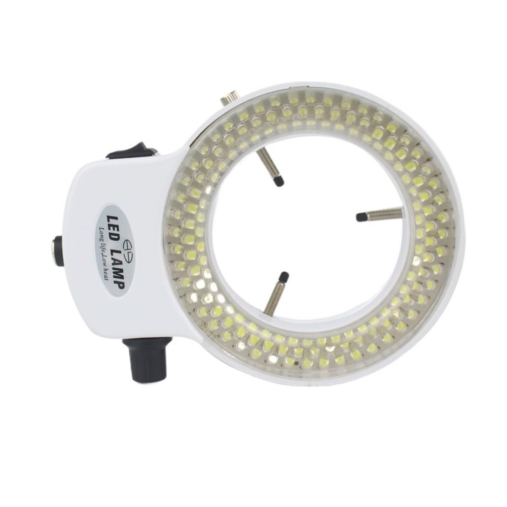 Microscope Kit Adjustable 6500K 144 LED Ring Light Lamp for Industry Stereo Microscope Lens Camera 110V-240V Microscope Lens Adapters(White)