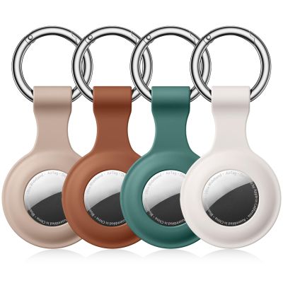 4 Pack Compatible with Apple AirTag Keychain Holder Waterproof Silicone Case with Metal Key Ring, Fits AirTag Case Cover for Pets/Luggage/Backpacks (Multicolor)