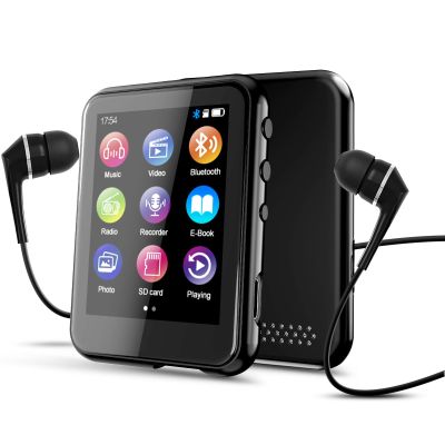 64GB MP3 Player with Bluetooth 5.3, QNGEE 2.4 inch Full Touchscreen Music MP3 for Kids, FM Radio, Voice Recorder, HiFi Sound, E-Book, Earphones Included