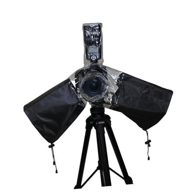 TEHAUX Camera Rain Cover with Drawstring Arm Protectors Protective Cover for DSLR Cameras Lenses and Flashes Against Rain and Black