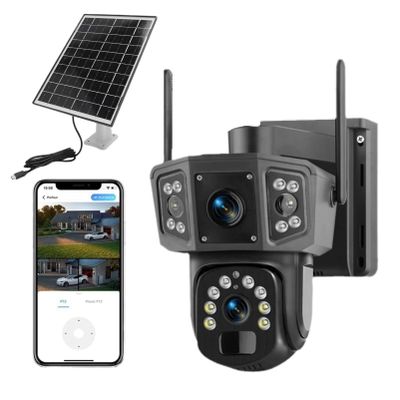 4K Solar Security Cameras Wireless Outdoor, 4G 8MP HD 355 Wireless Cameras Dual Lens, AI Human Tracking Solar Camera for Home Security, 2 Way Talk, Real Time Alerts