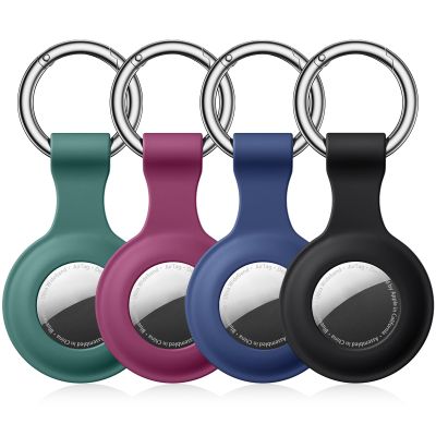 4 Pack Compatible with Apple AirTag Keychain Holder Waterproof Silicone Case with Metal Key Ring, Fits AirTag Case Cover for Pets/Luggage/Backpacks (Multicolor)