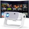 Wielio Smart Projector with WiFi 6 and Bluetooth Built-in Apps - 4K Support Portable Mini Projector Native 1080P , 2025 New Auto Keystone & Zoom Home Theater Cinema Movie Proyector, 120 Stand, Grey view 1