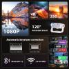 Wielio Smart Projector with WiFi 6 and Bluetooth Built-in Apps - 4K Support Portable Mini Projector Native 1080P , 2025 New Auto Keystone & Zoom Home Theater Cinema Movie Proyector, 120 Stand, Grey view 2