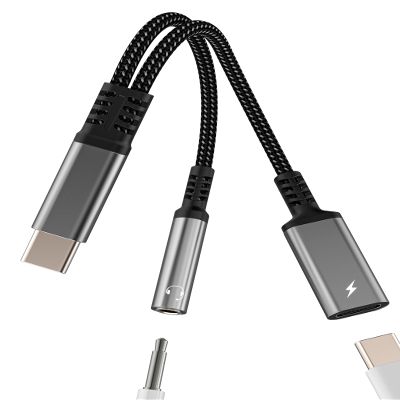 USB C to AUX for iPhone 16 15 Pro Max Adapter Headphone (2in1) Jack Audio 3.5mm Cable Charger Compatible for Samsung Splitter Dongle Cord for Apple Wired Phone Android Female for iPad Galaxy DAC S24