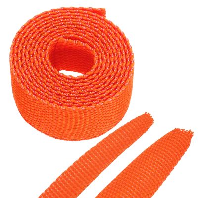 MECCANIXITY Braided Cable Sleeves Heat Shrinkable Fabric Sleeving, 3/8" 3ft Orange 2:1 Ratio Heat Shrinkable Cord Protector for Harness Cable, Network Cable Protection, Cable Management