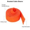 MECCANIXITY Braided Cable Sleeves Heat Shrinkable Fabric Sleeving, 3/8" 3ft Orange 2:1 Ratio Heat Shrinkable Cord Protector for Harness Cable, Network Cable Protection, Cable Management view 4