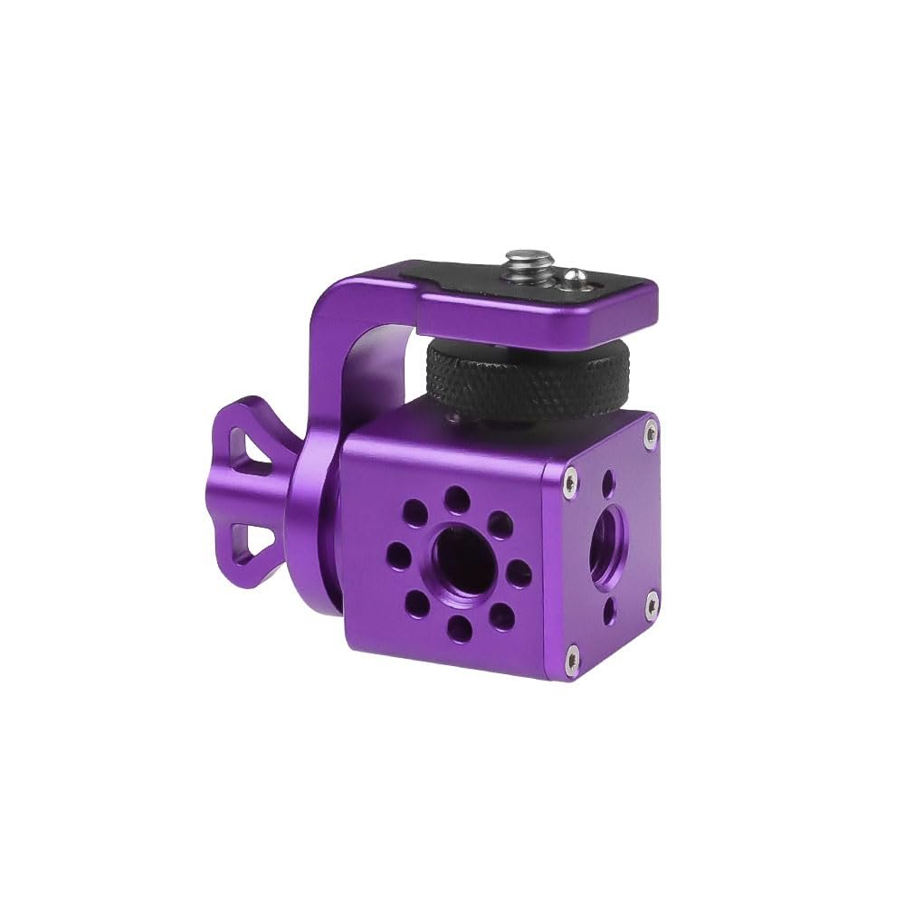 Alvin's Creativity Alvins Adjustable Camera Mount with 3/8" 1/4" Screw Rotatable Tiltable Panoramic Bracket 360-degree for Camera Monitor Gimbal Tripod, Purple