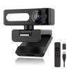 4K Webcam with Dual AI Noise-Cancelling Mics Autofocus, Auto Light Correction,120 FOV,Privacy Cover,Plug and Play Computer Camera for Microsoft Teams/Zoom/Google Voice/Skype/Facetime/YouTube,Black view 1