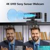 4K Webcam with Dual AI Noise-Cancelling Mics Autofocus, Auto Light Correction,120 FOV,Privacy Cover,Plug and Play Computer Camera for Microsoft Teams/Zoom/Google Voice/Skype/Facetime/YouTube,Black view 2