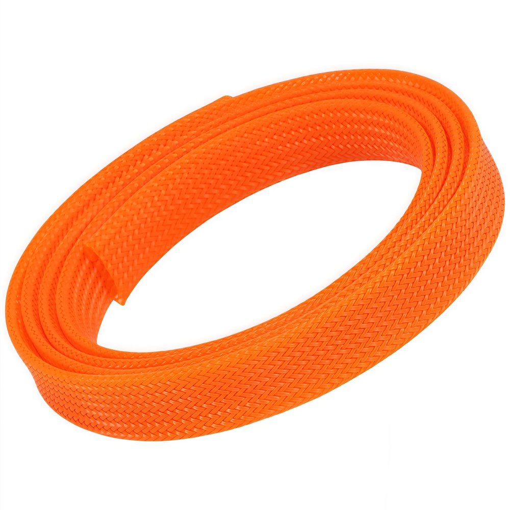 High Density Wire Sleeving, PET Expandable Braided Sleeving Wire Protector Tubing Cable Management (Orange, 10mm)