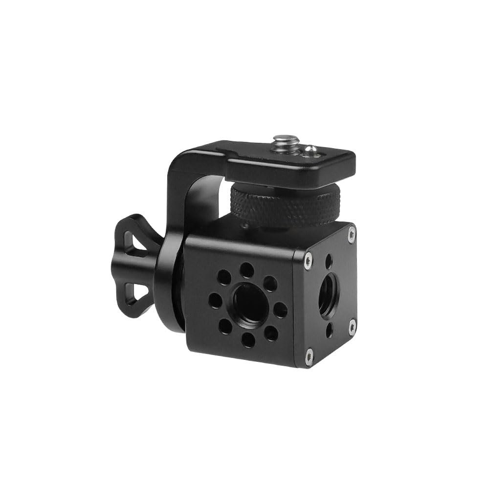 Alvins Adjustable Mount with 3/8" 1/4" Screw 360-degree Rotatable Tiltable Panoramic Bracket for Camera Monitor Gimbal Tripod, Camera Monitor Mount, Black