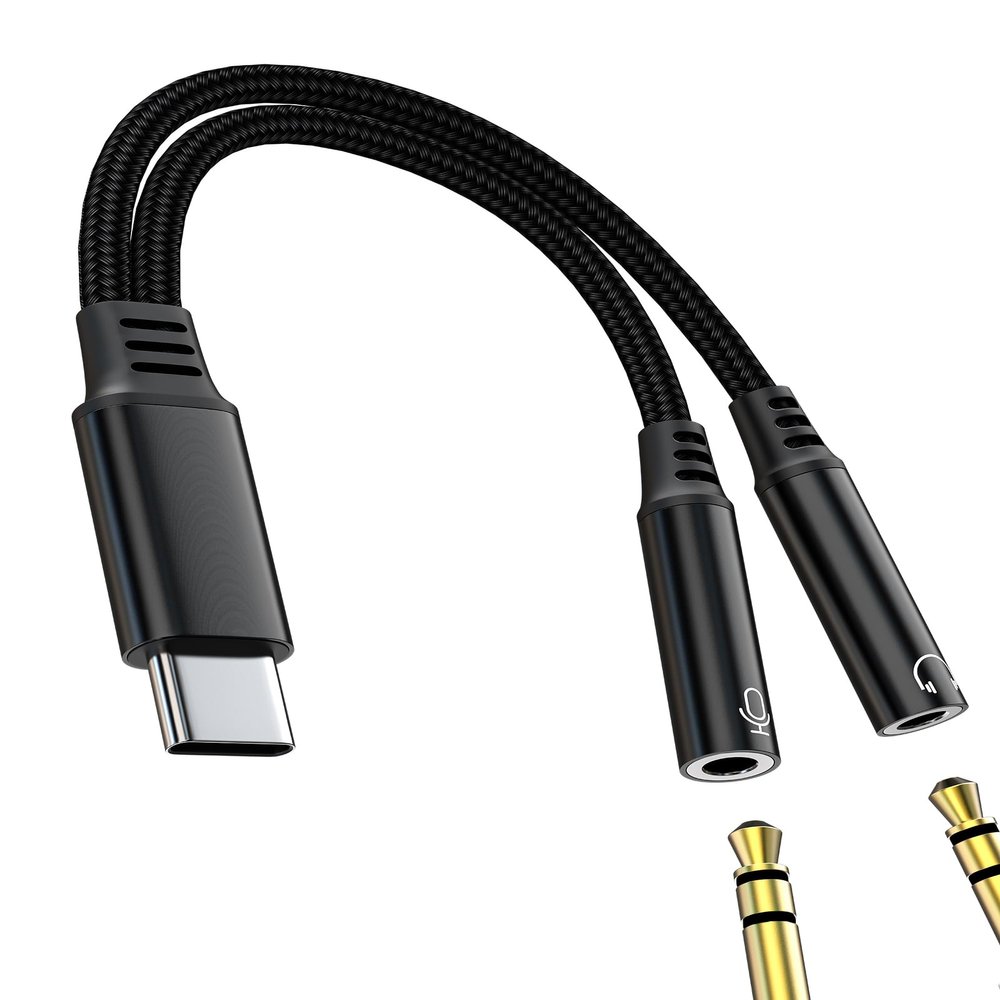 3.5mm Headset Splitter for iPhone 16 15 Pro Max AUX to USB C Adapter (2in1) Headphone Audio Jack Cable for Apple Dongle Phone Compatible for Samsung Microphone Car Cord Female Accessorie for IPad