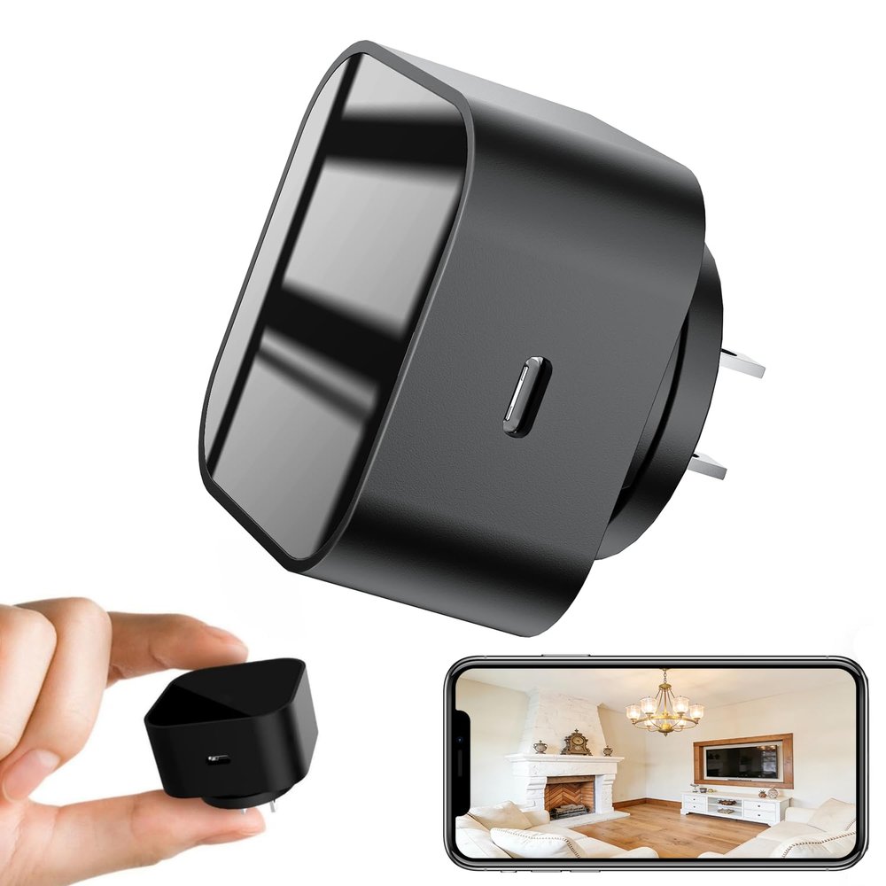 LIZVIE Phone Charger Camera - USB-C Port WiFi Smart Charger Camera - Motion Detection/170 Wide-Angle/SD Storage for Indoor Home/Office/Pets Safe.