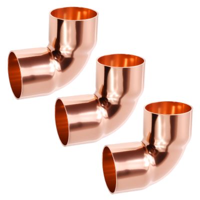 FOCMKEAS 3 Pcs 90 Degree Elbow Copper Fitting,22.2mm(0.87inch) ID 90 Degree Copper Connector for HVAC Cooling Equipmemnt,Hvac Fittings