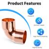 FOCMKEAS 3 Pcs 90 Degree Elbow Copper Fitting,22.2mm(0.87inch) ID 90 Degree Copper Connector for HVAC Cooling Equipmemnt,Hvac Fittings view 3