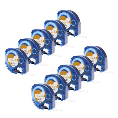 Esaytool 10 X Compatible with Dymo LetraTag Fabric Label Tape 18771 LT18771 18769 18768 Black on White 12mm x 2m (1/2" x 6.5') Replacement for Letratag Plus LT100H LT100T QX50