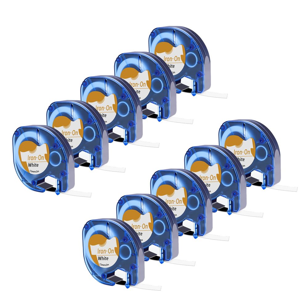 Esaytool 10 X Compatible with Dymo LetraTag Fabric Label Tape 18771 LT18771 18769 18768 Black on White 12mm x 2m (1/2" x 6.5') Replacement for Letratag Plus LT100H LT100T QX50