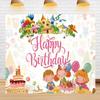 15X8ft Happy Birthday Cartoon Castle Backdrop Banner Children's Friends Party Cake Birthday Decoration Props view 1