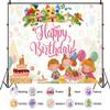 15X8ft Happy Birthday Cartoon Castle Backdrop Banner Children's Friends Party Cake Birthday Decoration Props view 2