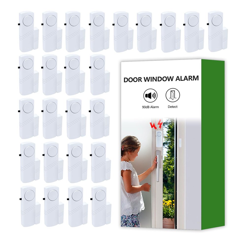 Door Window Alarm, 90dB Door Alarms Sensor for Kids Safety, Home Security, Door Window Burglar Alarm, Window Pool Alarms for Home, Apartments, Offices, Hotel Rooms (25pack)