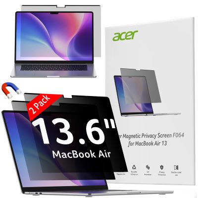 Acer [2 Pack Laptop Privacy Screen for MacBook Air 13 Inch (2022-2025 M1,M2,M3,M4), Eye Protection Anti Spy/Glare Blue Light Computer Monitor Privacy Filter, Dual-sided Magnetic & Removable