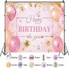 12X8ft Happy Birthday Mother's Day Photo Backdrop Pink Backdrops for Women Birthday Decoration Props view 2