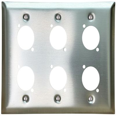 DIYTECH XLR Wall Plate Blank, Panel Combo - Perfect for Professional Audio Setups in Studios, Theaters, and Conference Rooms - Easy to Install and Durable Design (6 Port Stainless Steel)