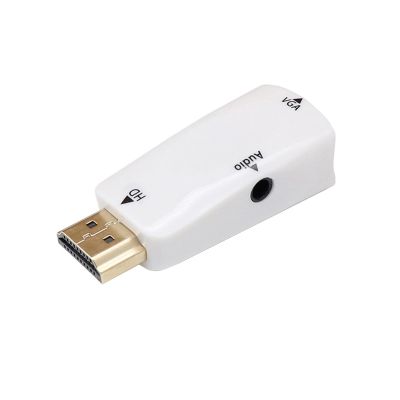 LINGQE Full HD 1080P HDMI Male to Female Adapter 3.5mm Ja-ck Cable Converter for PC Laptops TV Box Computer Display Projector(White no Cable)