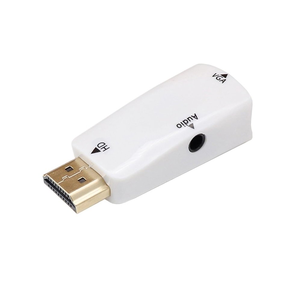 LINGQE Full HD 1080P HDMI Male to Female Adapter 3.5mm Ja-ck Cable Converter for PC Laptops TV Box Computer Display Projector(White no Cable)