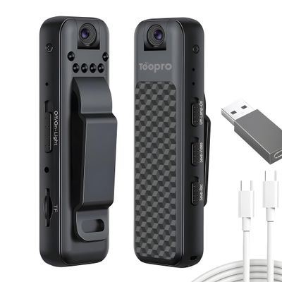 Mini Body Camera 1080P, Wearable Clip-On Body Cam with 180 Rotating Lens, Compact Hidden Camera, IR Night Vision, One-Button Recording for Work, Security & Personal Safety (TF Card Not Included)