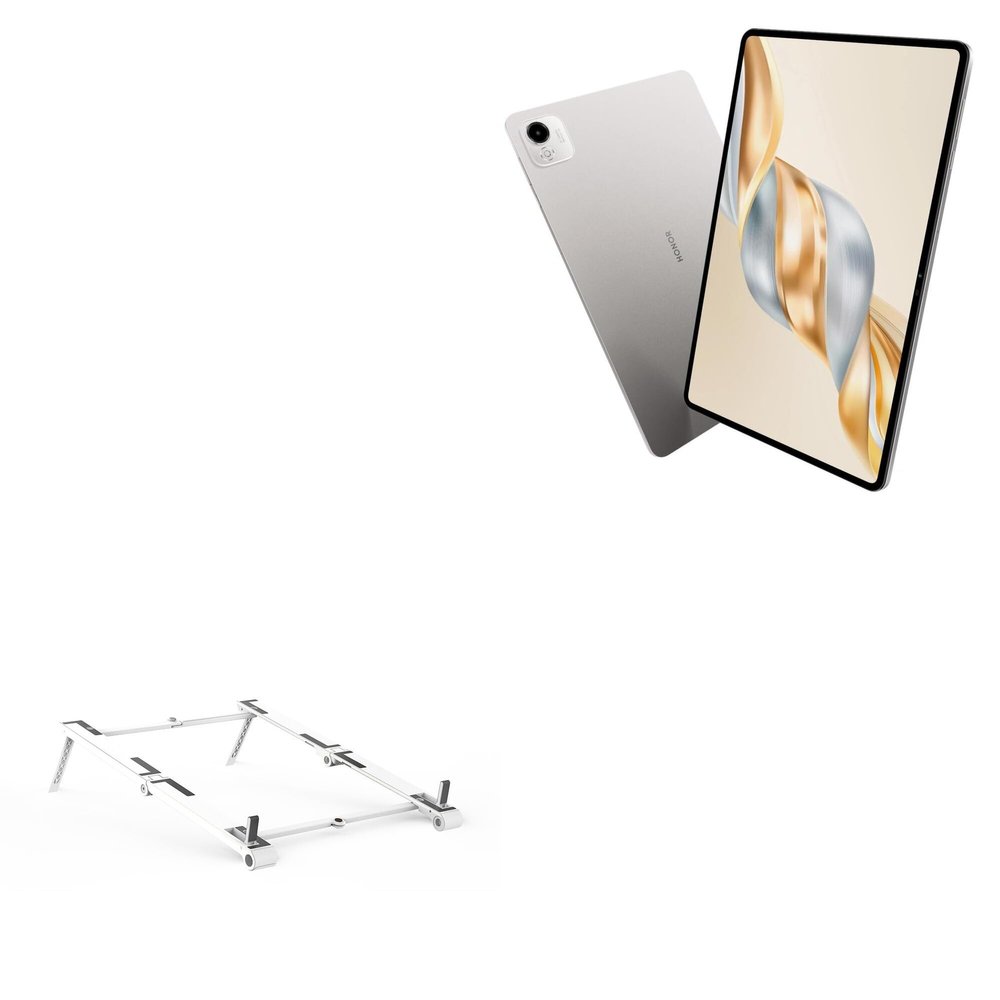BoxWave Stand and Mount Compatible with Honor Pad X9a - Pocket Aluminum Stand 3-in-1, Portable Multi Angle Viewing Riser - Metallic Silver