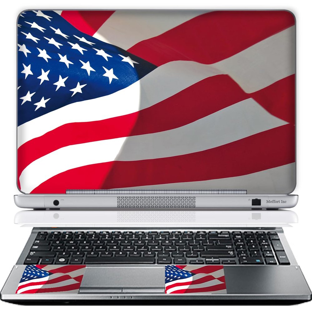 11.6 12 Inch Laptop Skin Sticker Cover Premium Sticker Cover Art Decal Decorative (Included 2 Wrist Pad Skins) - USA Flag Design