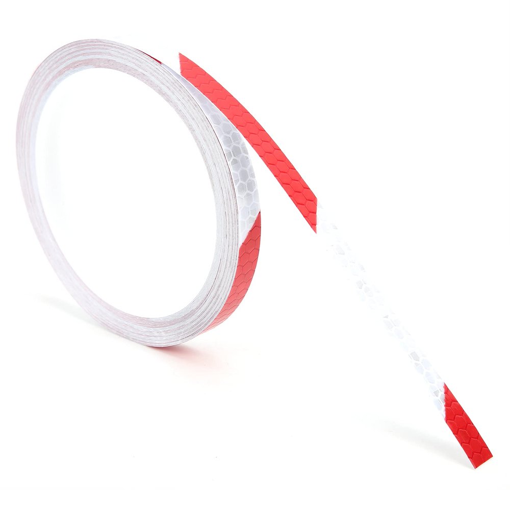 Alomejor Light Strip Sticker with Reflective Ribbon for DIY, Durable and Wear with Warning Effect (Red and White)
