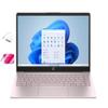 HP Student Laptop, Intel Processor N150(up to 3.6 GHz), 14 Inch LED Screen,8G RAM, 256GB Storange (128GB UFS+128GB MSD),One Year Office 365, Windows 11 Home,w/YYY Bundle,Pink view 1