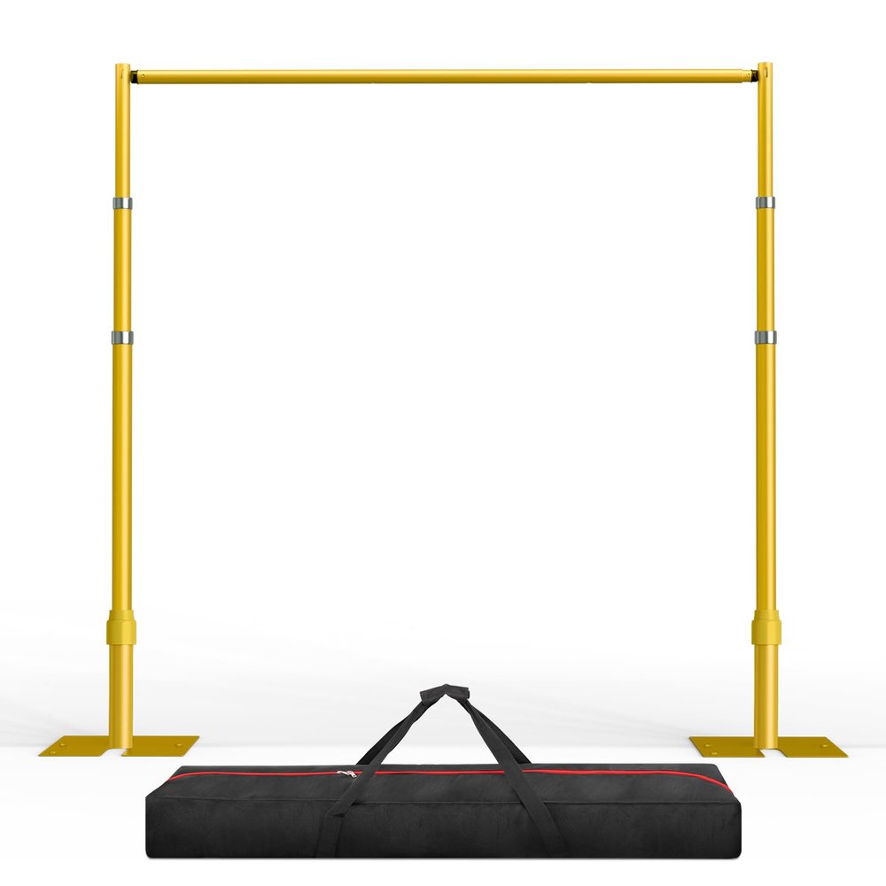 EMART Pipe and Drape Backdrop Stand Kit, 10ftx10ft Heavy Duty Adjustable Photo Background, Metal Frame with Flat Base for Wedding, Birthday Party, Banquet Decorations - Gold