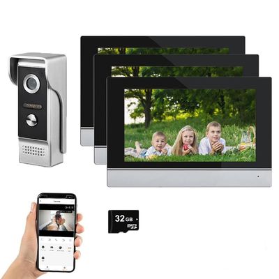 ANJIELO SMART Wired Video Intercom System,WiFi 1080P 7 Inch Color Touch Monitor,Video Intercom System Doorbell Camera with Motion Detection,Anti-Tamper Alarm,Night Vision (1 Doorbell+3 Monitor)