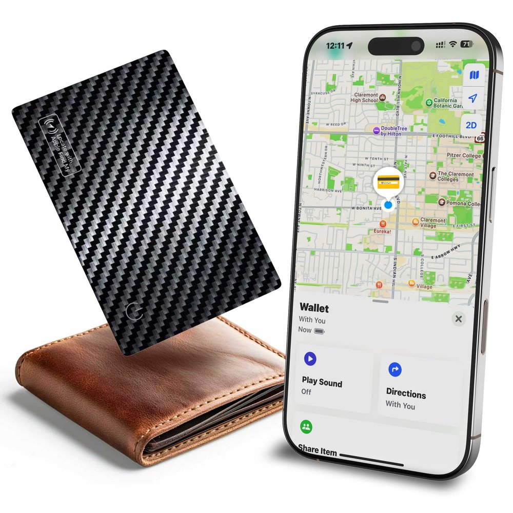 Eelexa Wallet Tracker Card (iOS Only), Compatible with Apple Find My Device, Rechargeable Tracking Card Luggage Tracker for Passports, Laptop, IP68 Waterproof
