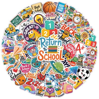 100pcs Back to School Stickers for Kids, First Day of School Sticker Waterproof Decals for Teens Students Classroom Teens Adults Girls Kids Funny Party Decorations