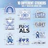 10pcs ALS Awareness Stickers Sheet, Supportive and Hopeful Vinyl Decals for Advocates, and Medical Teams, Waterproof, UV-Resistant, for Laptop, Water Bottle, Journal, Notebook, Phone Case view 2