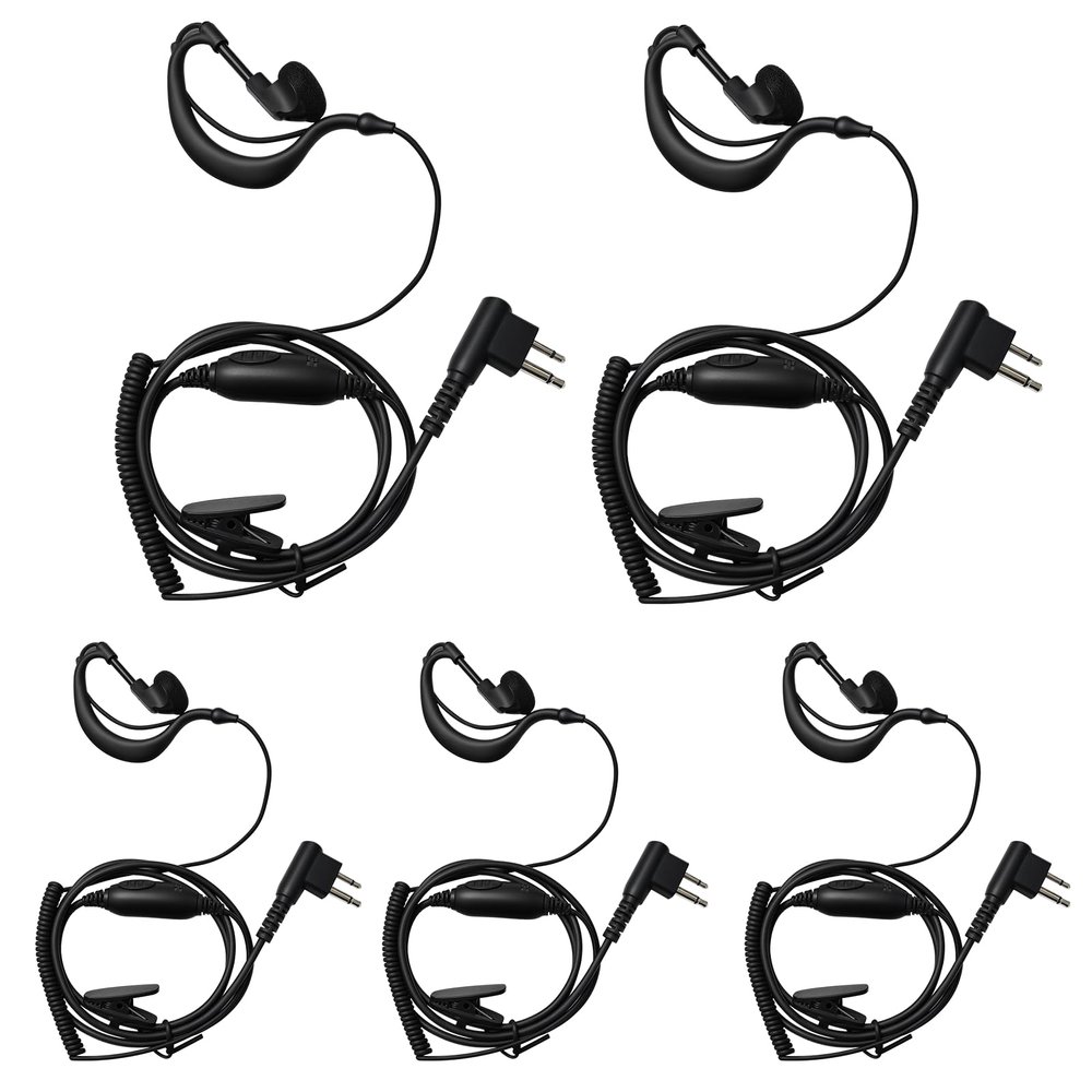 5 Pack cls1410 cls1110 2 Pin G-Shape Earpiece Headset with Mic PTT for Motorola Cp200 Rdm2070d Cp185 RDU4160D RMU2040 Walkie Talkies