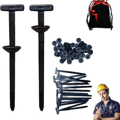 100Pcs Nylon Cable Tie Buckle, Heavy Duty Self-Locking Zip Ties Holder with Pin & Button, Multipurpose Plastic Cable Ties Tool for Car Repair, Black