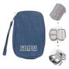 Alomejor Soft Cationic Fabric Electronics Travel Organizer Large Capacity Cable Box/Cover for Office, Great for Keeping Chargers and Earphones Organized (Cyan) view 2