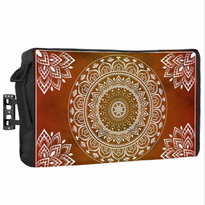 Falaniique Orange Boho Waterproof Outdoor TV Cover 36-39 Inch Weatherproof, Country Vintage Ethnic Abstract Geometric Outside Television Cover TV Screen Protector with Remote Control Pocket