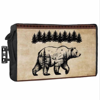 Falaniique Brown Black Bear Waterproof Outdoor TV Cover 52-55 Inch Weatherproof, Farmhouse Cabin Forest Vintage Outside Television Cover TV Screen Protector with Remote Control Pocket