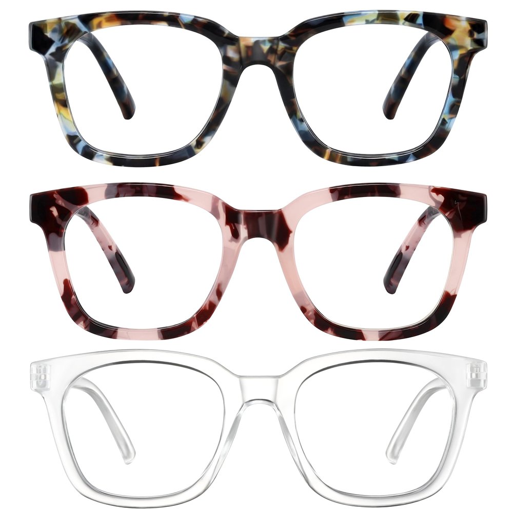 AIMISUV Reading Glasses for Women Men - Blue Light Blocking Magnifying Readers, Square Anti-Glare Computer Eyeglasses(Mix2, 3.5X)