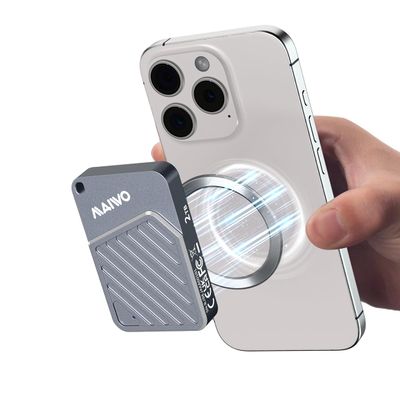 MAIWO Magnetic Portable SSD 512GB External Solid State Drive, USB 3.2 GEN 2 Type-C Up to 2000MB/s, NVMe PSSD for iPhone15/16/17/Android/Windows MacBook Supports 4K ProRes, Aluminum(Gray)