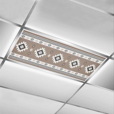 1 PCS Fluorescent Light Covers - Aztec Ethnic Tribal Geometric Art Magnetic Light Filters for Ceiling Light,Country Western Brown Pattern Light Shade Panel for Office Classroom Home Decor,4 x 2 Feet