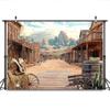 10x6.5ft Western Backdrops for Photoshoot Rodeo Backdrop Country Themed Party Decorations Wild West Decor Wooden House Baby Shower Photo Background for Birthday Wedding Supply view 3