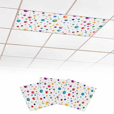 3 PCS Fluorescent Light Covers - Watercolor Polka Dot Texture Magnetic Light Filters for Ceiling Light,Abstract Minimalist Colorful Balls Light Shade Panel for Office Classroom Home Decor,4 x 2 Feet